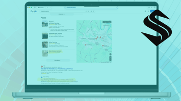 Google search results for “Phoenixville painter” showing the local map pack at the top and organic results below, with Mojo Painting Co appearing on page one under a Yelp listing, alongside cluster