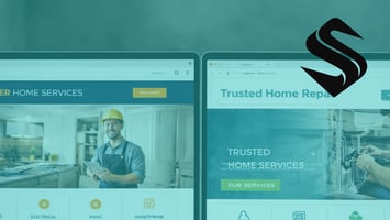 Two home services websites displayed side by side, showing similar layouts, service menus, and calls to action that make the brands difficult to distinguish at a glance